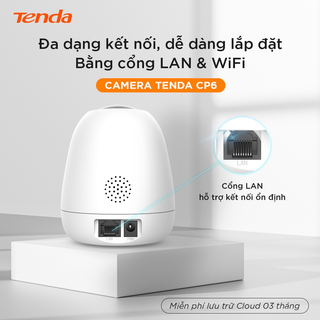 Camera Wifi Trong Nhà Tenda CP3 / CP6 Độ phân giải 1080P/2K xoay 360° - Hãng phân phối chính thức