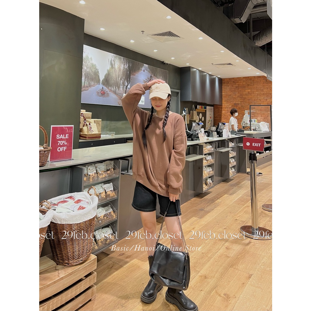 [Ảnh thật/Video] Áo sweater nỉ bông trơn dáng rộng - 29feb.closet - A99