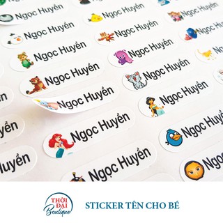Sticker decal in tên bé (3 x 1cm) dán đồ dùng học tập - 100 cái