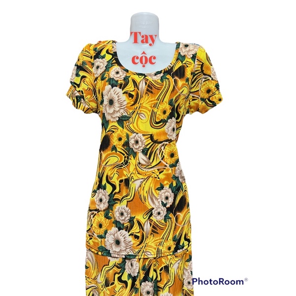 Xả kho Đồ Bộ trung niên thun gân quần dài tay búp - tay cộc 45-75kg