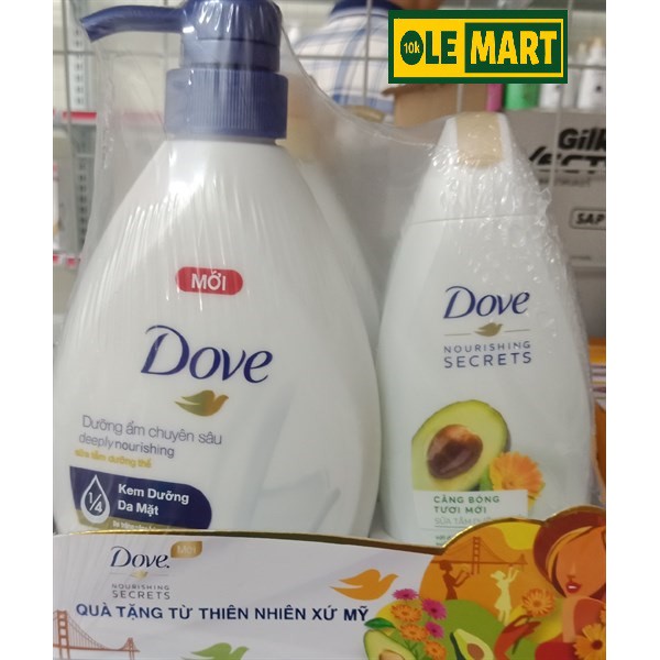 DOVE sữa tắm dưỡng ẩm chuyên sâu 530g+  tặng kèm sữa tắm Dove 120g