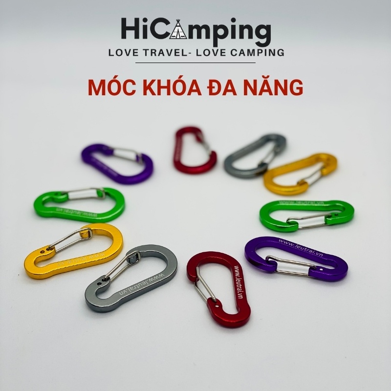 Móc khóa bấm, móc treo đồ du lịch kim loại, chắc chắn - treo đồ trên balo và những vật dụng khác