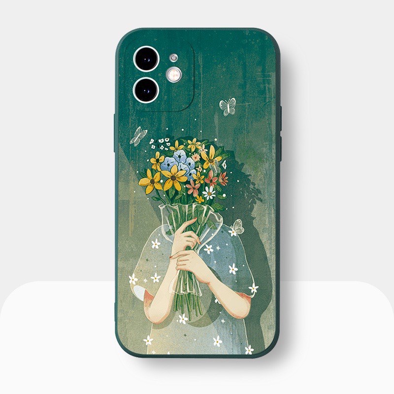 Ốp Lưng Iphone Cạnh Vuông, Bảo Vệ Camera Hình Cô Gái ip 7Plus,8Plus,x,xs,xsmax,11,11promax,12,12promax,13,13promax