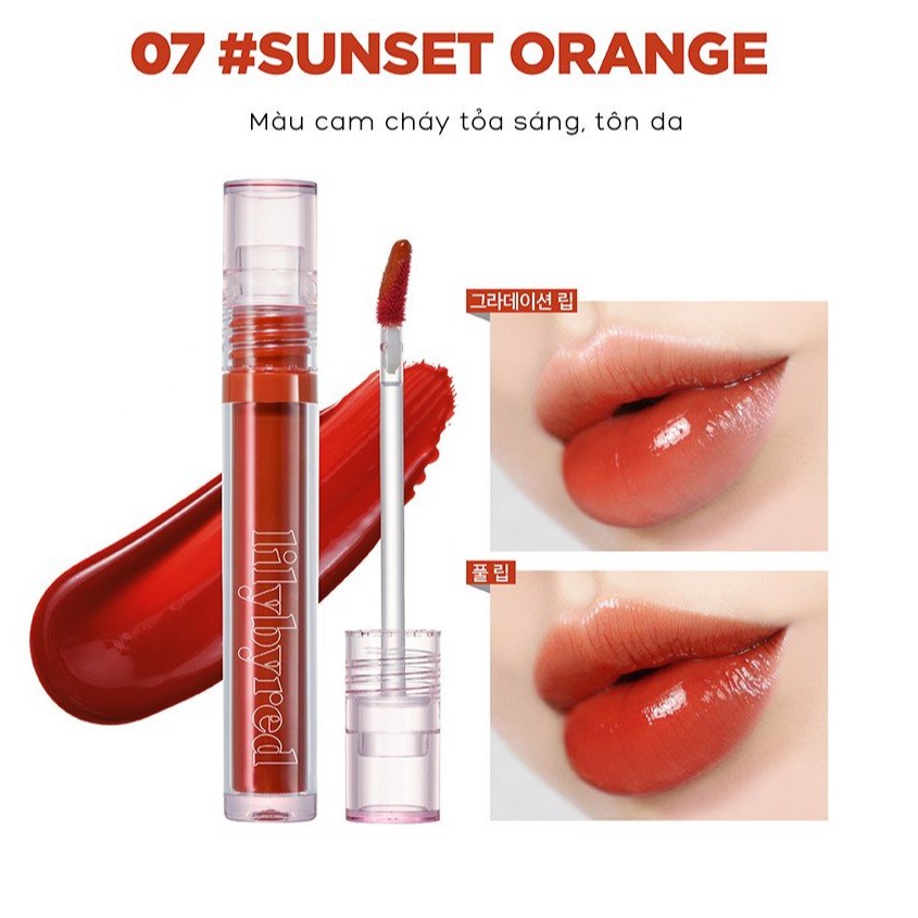 Son Tint Lì, Dưỡng Ẩm Cho Đôi Môi Căng Mọng Lilybyred Glassy Layer Fixing Tint _07 Sunset Orange