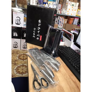 Bộ dao Nhật inox 6 món cao cấp kèm khay đựng