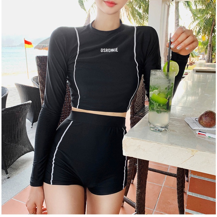 Bộ đồ bơi bikini dài tay có đệm nâng ngực eo cao phong cách Hàn Quốc gợi cảm cho nữ | BigBuy360 - bigbuy360.vn