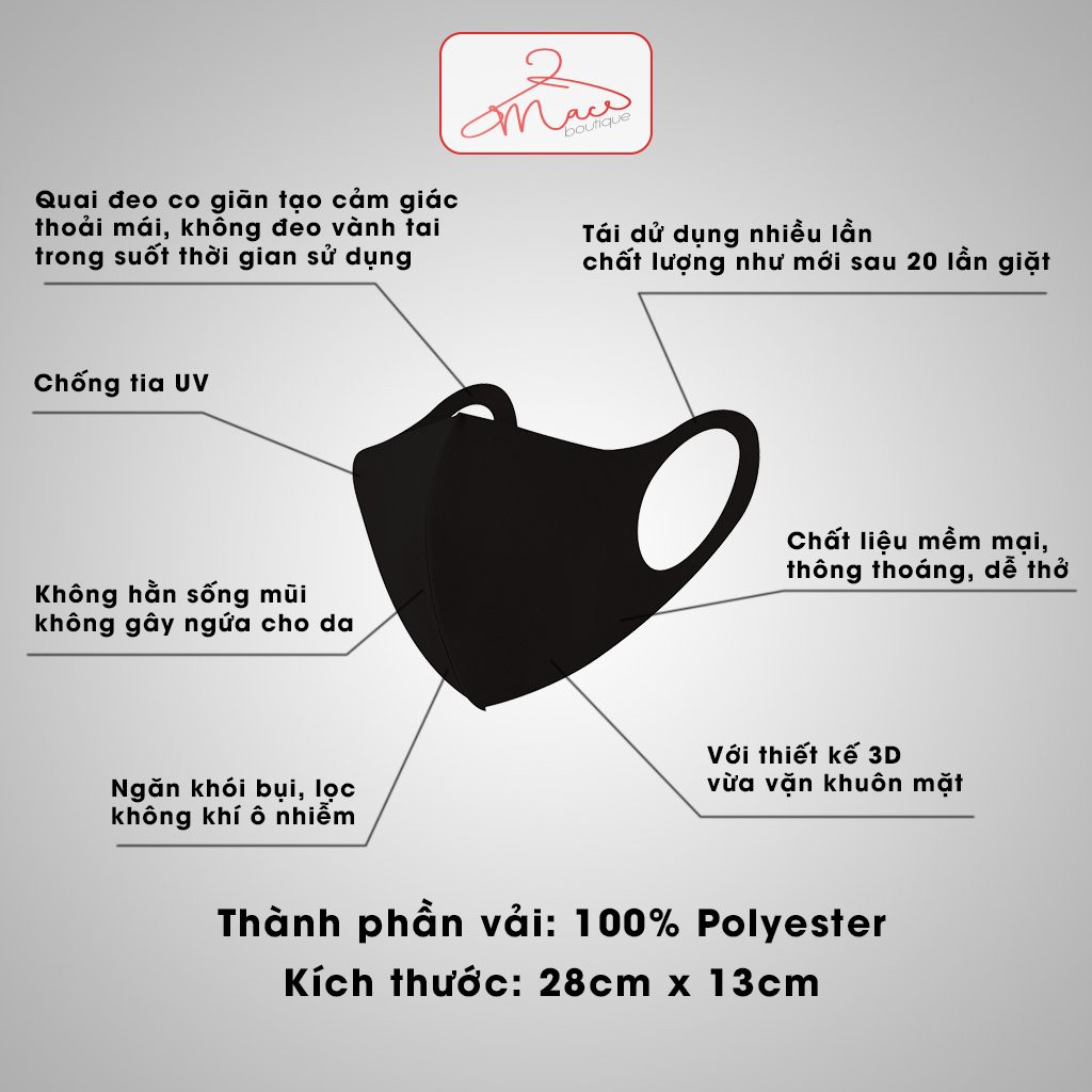 Khẩu trang vải dệt kim chính hãng nhận sản xuất theo yêu cầu- MACboutique