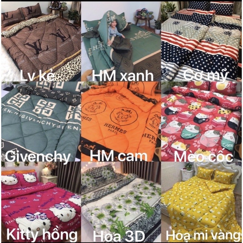 Sét ga gối hè poly cotton(ga bo chun bọc bảo vệ đệm 10cm)