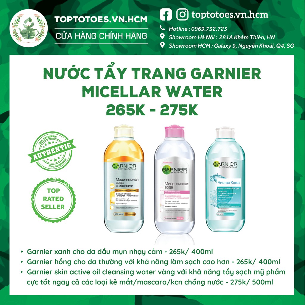 Nước tẩy trang Garnier Micellar Water tẩy sạch êm dịu cho mặt-mắt-môi