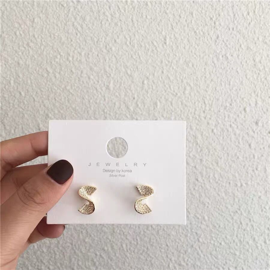 Đôi bông tai màu vàng chốt xỏ bạc S925 đính đá zircon phong cách Hàn Quốc thời trang