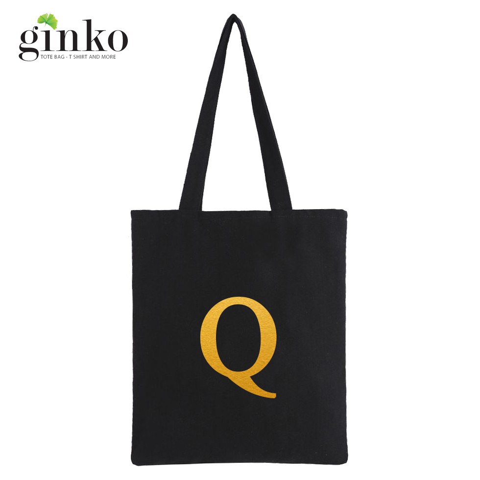 [Mã WABRBAGS giảm 20K đơn 99K] Bộ sưu Tập Túi Vải Tote Ginko Dây Kéo In Chữ Cái Từ &quot;O&quot; Đến &quot;Z&quot;