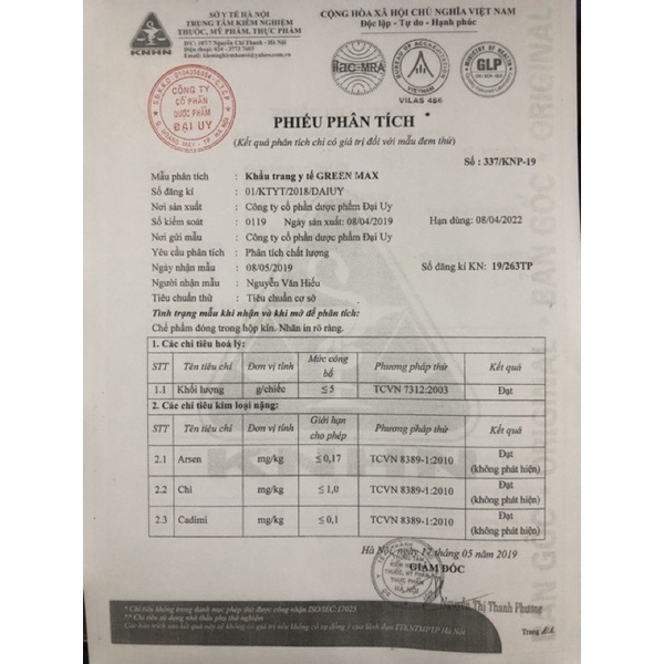 Hộp 50 chiếc khẩu trang 4 lớp Đại Uy