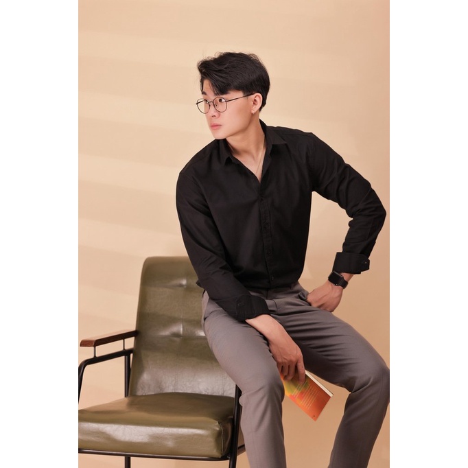 Áo sơ mi nam trắng Hàn Quốc, áo sơ mi kiểu form ôm body, không nhăn thấm mồ hôi ulzzang | BigBuy360 - bigbuy360.vn