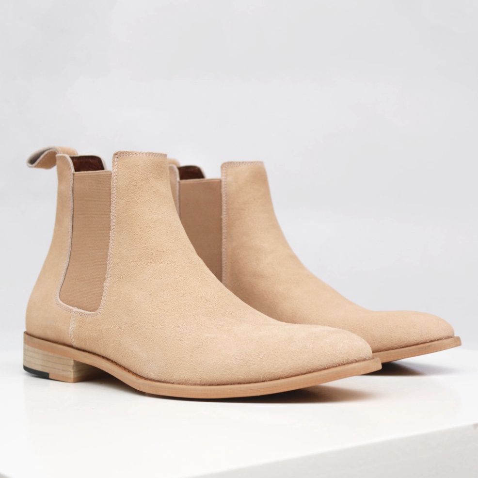 Giày Chelsea boots cao cổ thời trang nam chất liệu da lộn màu tan đế độn 3.5cm | BigBuy360 - bigbuy360.vn