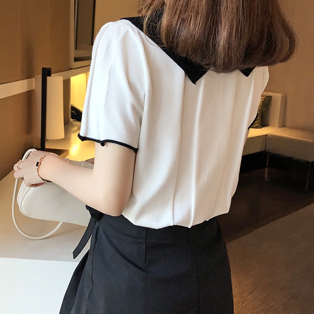 SUXI Áo Thun Tay Ngắn Dáng Rộng Màu Trắng Đen Kiểu Vintage Thời Trang Mùa Hè Cho Nữ