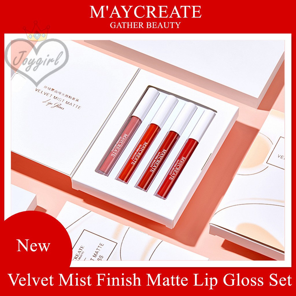 [Genuine] MAYCREATE Lip Gloss Set Lip Glaze Lipstick Lip Lacquer Velvet Mist Finish Matte Lip Cosmetics