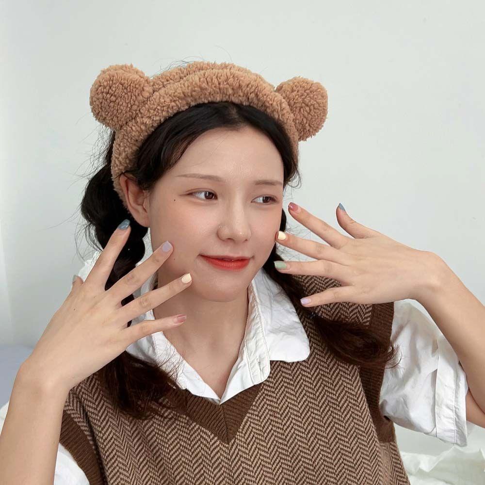 Băng Đô Cài Tóc Co Giãn Kiểu Tai Thú Hoạt Hình Bằng Vải Lông Cho Nữ