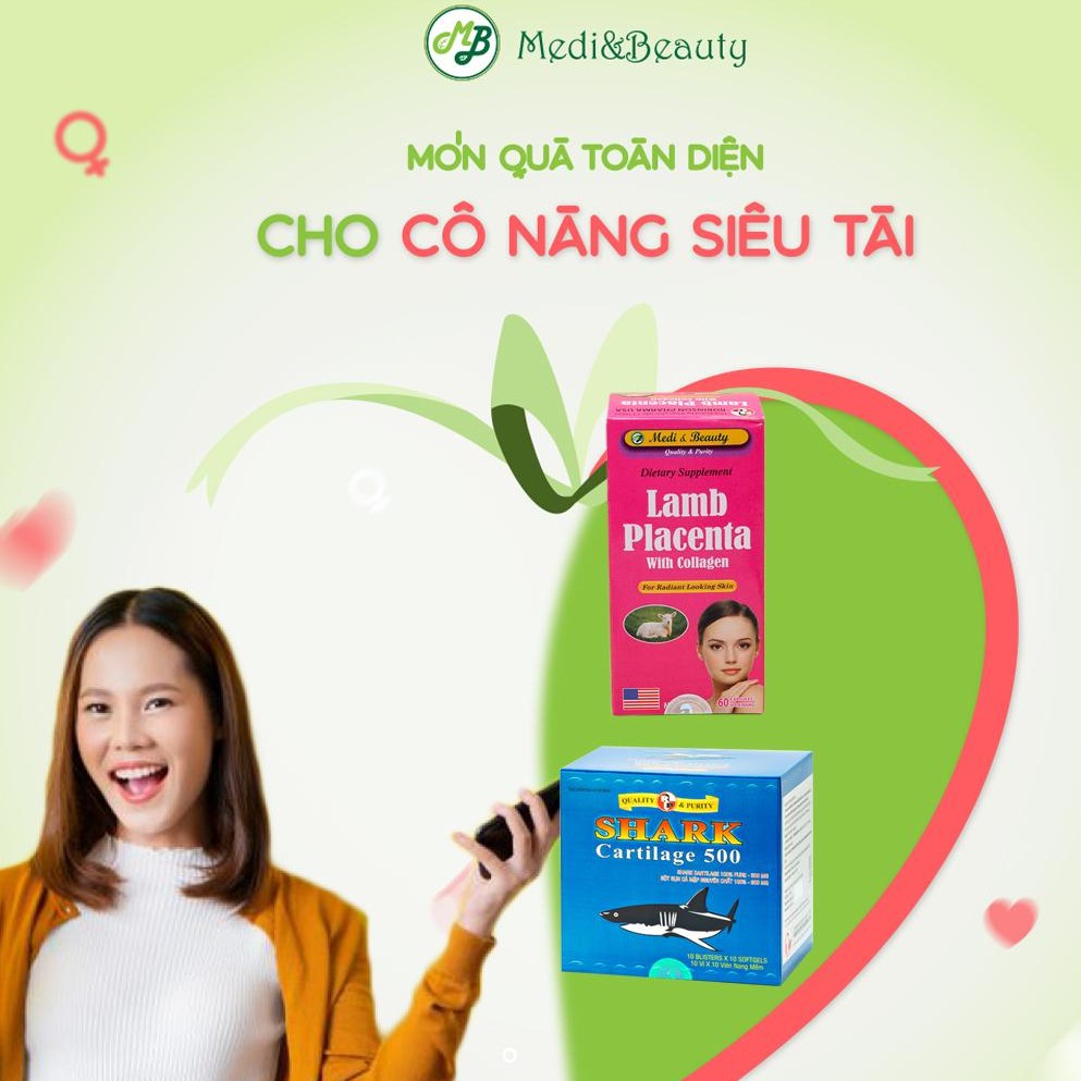 Bộ sản phẩm LAMB PLACENTA Nhau thai cừu _Tặng_ Bổ Xương Khớp SHARK Cartilage 500mg_Robinson Pharma USA - Medibeauty.