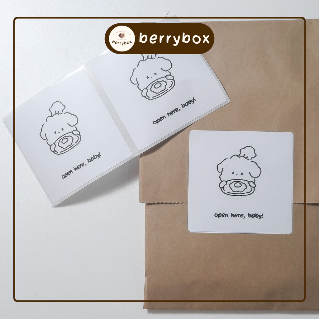 Cá | Set 50 tem dán trang trí, sticker dán hộp, túi giấy size 3x5cm - GẤU ĐẦU BẾP MINI VUÔNG