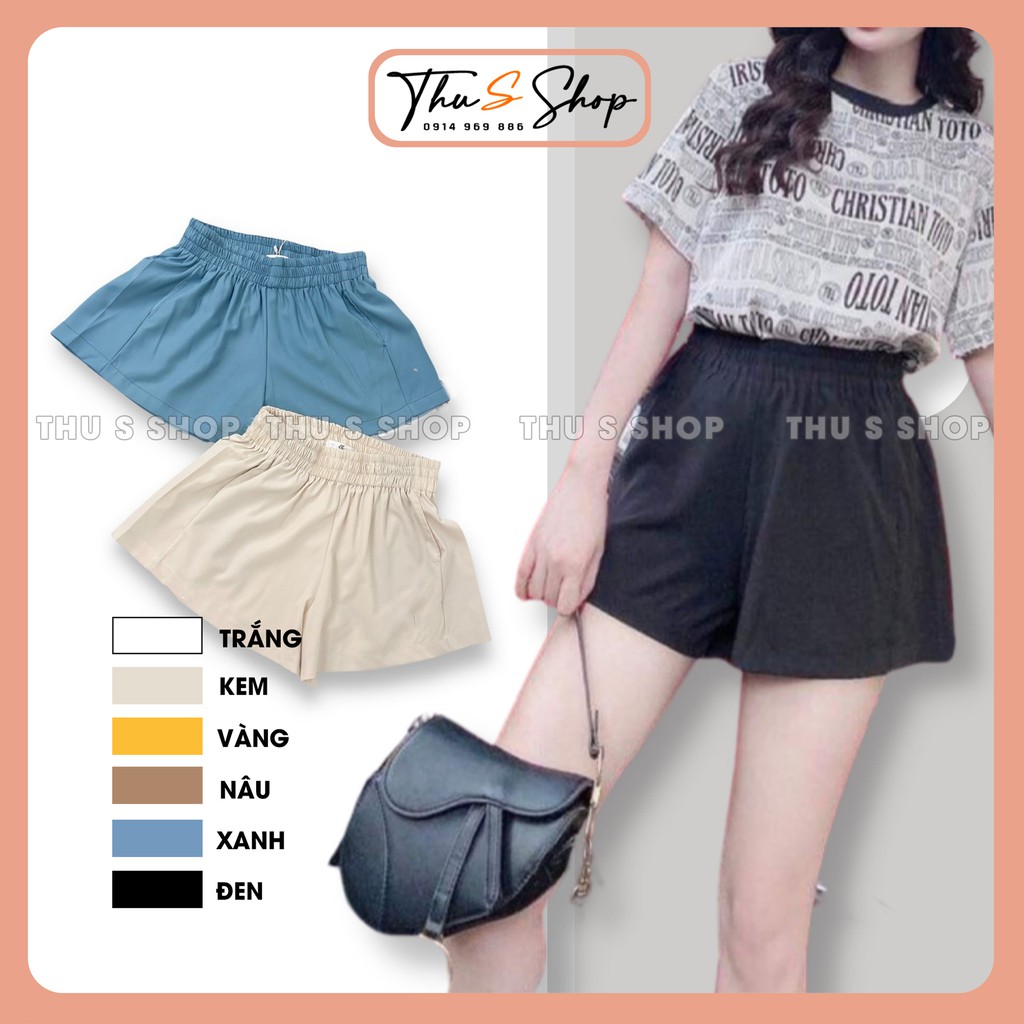Quần short đùi ngắn form rộng vải lụa mềm mịn mát siêu nhẹ, Sooc nữ cạp lưng cao nhiều màu cực đẹp