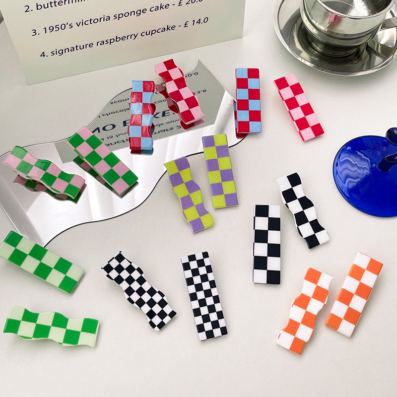 Kẹp Tóc Kẻ Sọc Caro Nhiều Màu Sắc Phong Cách Hàn Quốc Thời Trang Cho Nữ