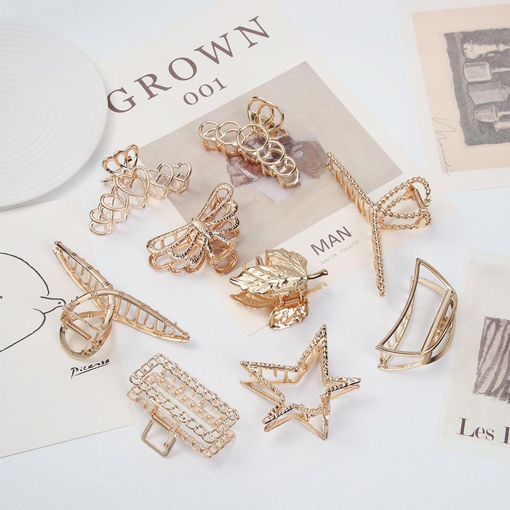 Kẹp Tóc Kim Loại Thiết Kế Hình Học Thời Trang