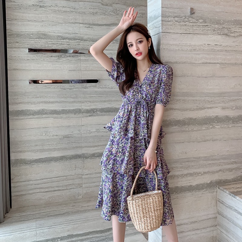 váy Xếp Tầng Tay Lỡ Hoa Nhí Tiểu Thư | BigBuy360 - bigbuy360.vn