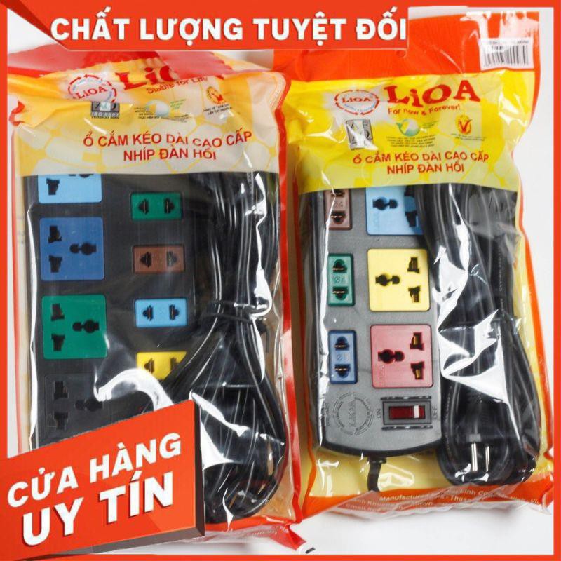 [FreeShip] Ổ cắm điện LIOA, 6 ổ, 10 ổ có công tắc, ~2000W, dây dài 3m/5m