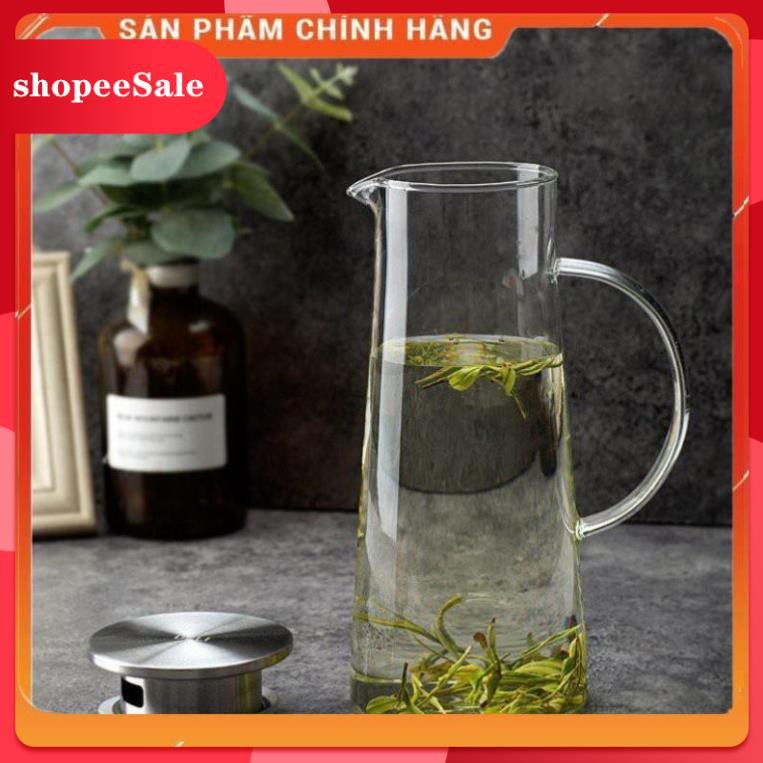 CHÍNH HÃNG - Ấm pha trà Deli inox 1300ml,bình pha trà thủy tinh ,bình ủ trà cao cấp,bình đựng nước 1300ml