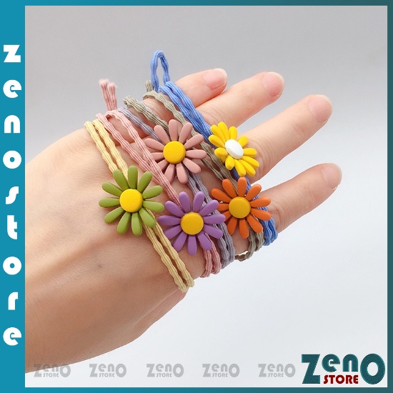 Set 5 dây buộc tóc  Dây Cột Tóc, Chun Buộc Tóc Hoa Cúc Nhiều Màu PT25