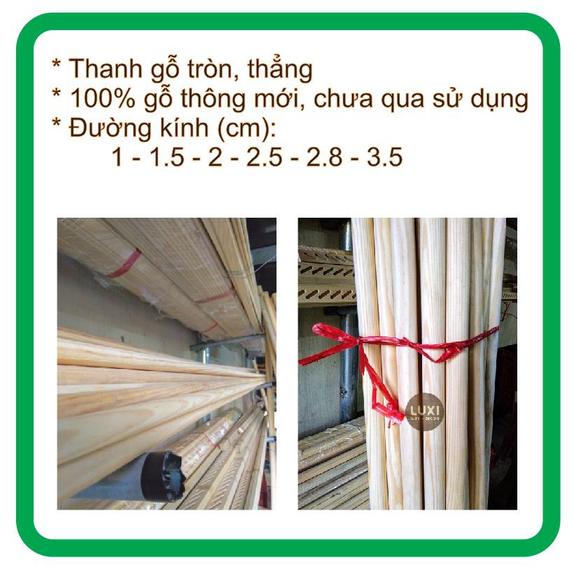 Cây gỗ tròn 1m gỗ thông mới 100% - nhiều kích thước - dụng cụ làm Macrame