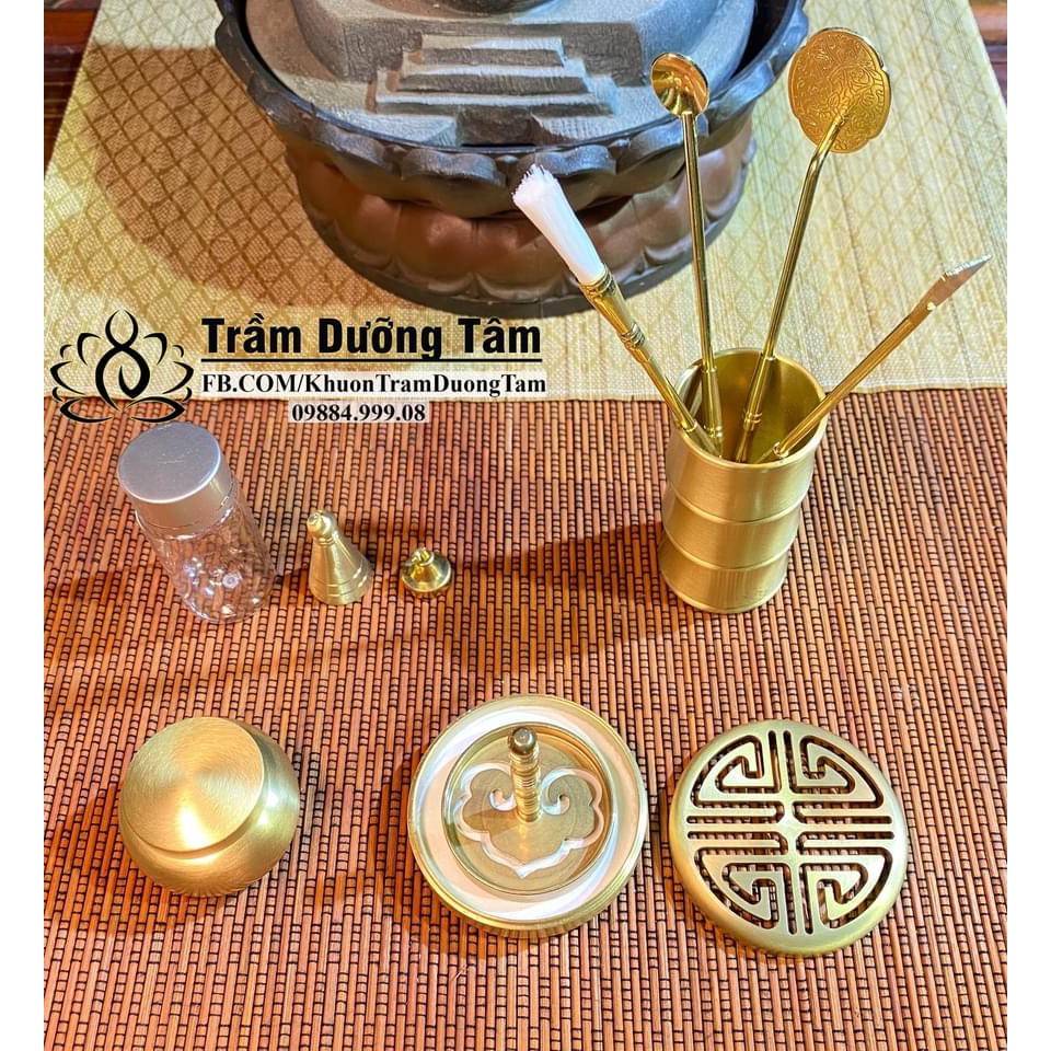 Bộ Dụng Cụ Đốt Trầm Full - Trầm Dưỡng Tâm - Xông Trầm - Tạo Hình Khuôn Đốt Trầm - Hộp gỗ sang trọng, chất lượng cao cấp. | BigBuy360 - bigbuy360.vn