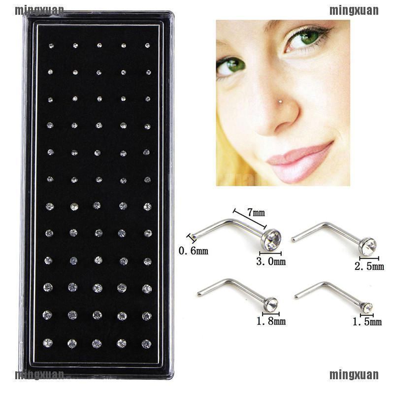 Set 60 khuyên mũi hình chữ L đính đá độc đáo cá tính