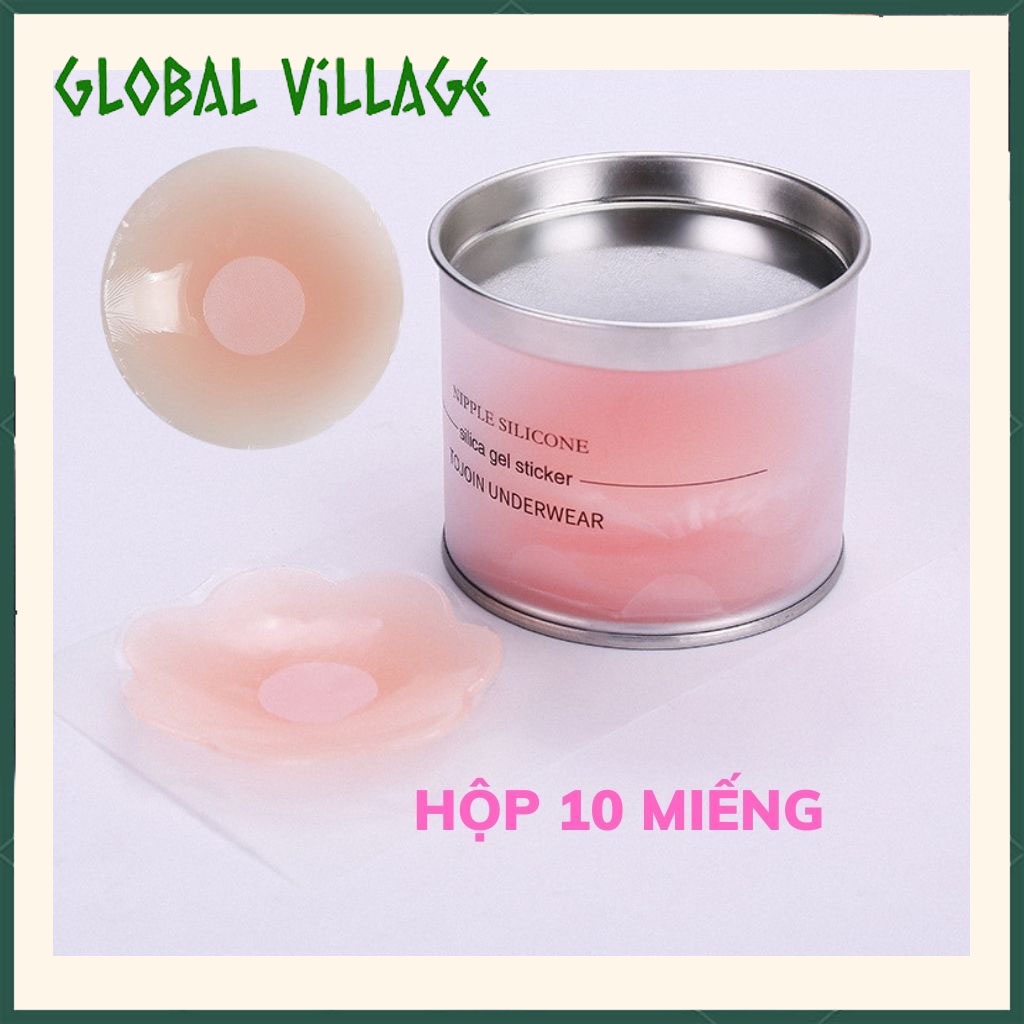 [Hàng có sẵn tại TPHCM] Miếng dán ngực nữ silicon YYDS Hộp 10 miếng dán ti chống thấm nước sử dụng nhiều lần
