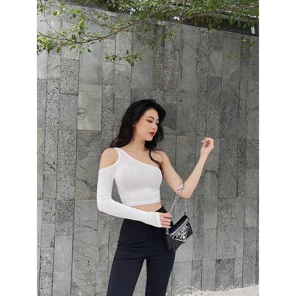 Choco Croptop▪ÁO MỘT TAY KHOÉT TAY DÀI