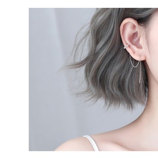 Bông tai Ear cuff Zic-zac sợi thả Bạc S925 đính đá Zircon Kẹp vành cá tính | Khuyên tai nữ trang sức thời trang