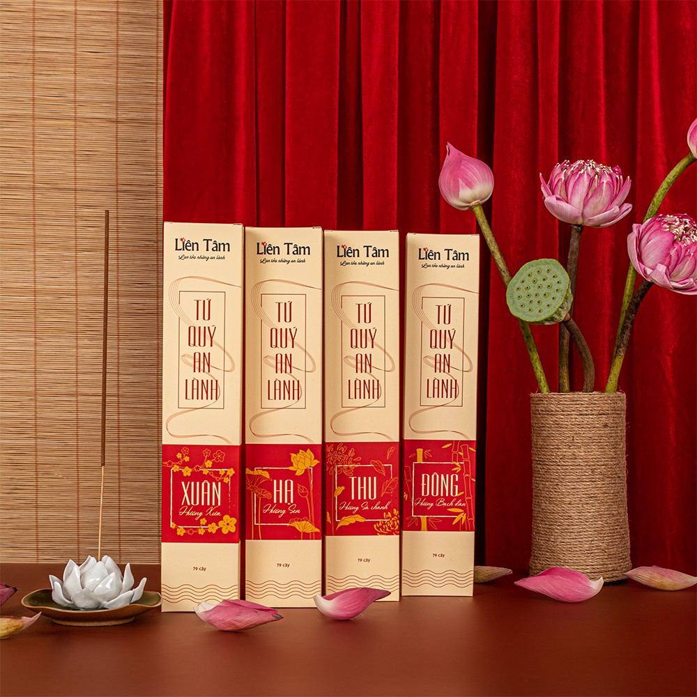 NHANG SEN LIÊN TÂM - BỘ TỨ QUÝ AN LÀNH 2021 - Nhang Sạch thiên nhiên hương đặc trưng Đồng Tháp