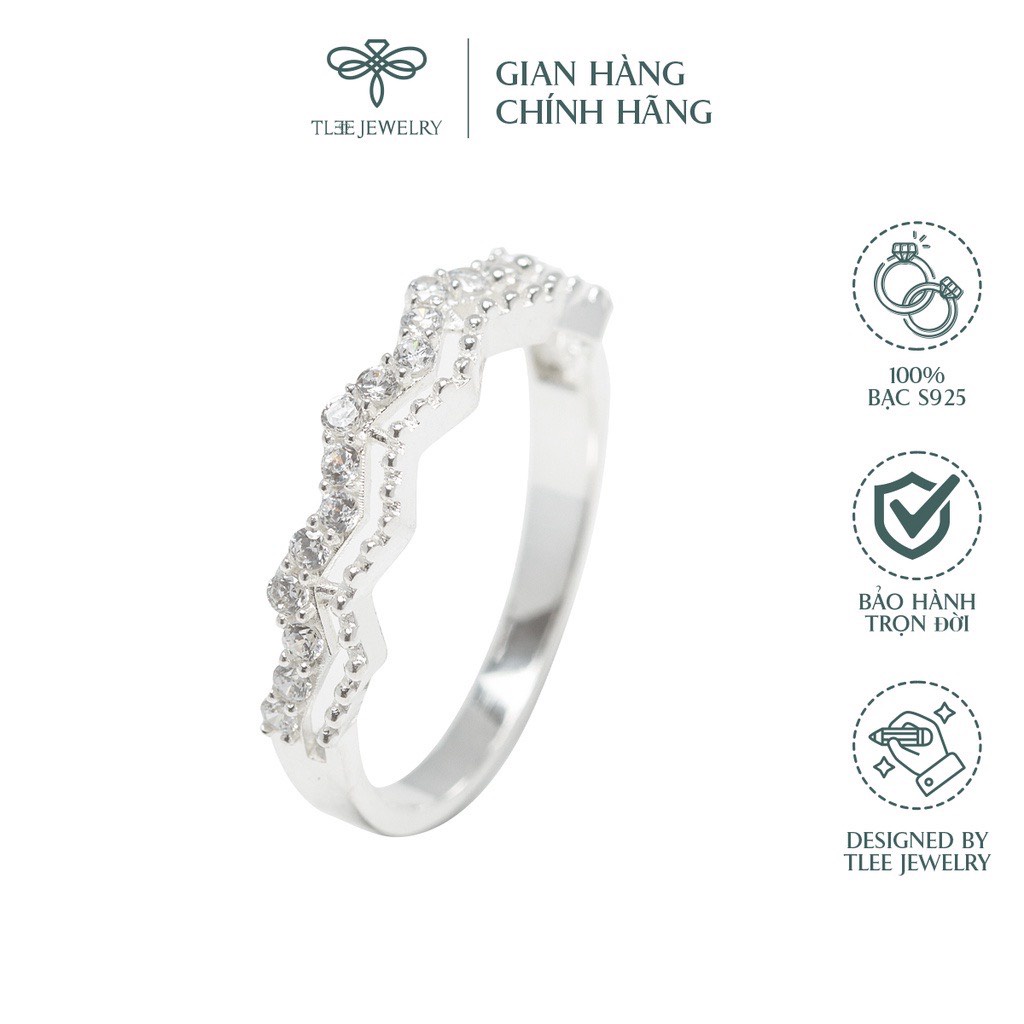 Nhẫn bạc nữ TLEE ziczac hai hàng nạm đá sang trọng TleeJewelry A0169