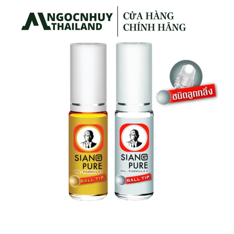 Combo 6 Chai Dầu Lăn Siang Pure Ball Tip 3ml Thái Lan (VÀNG/TRẮNG)