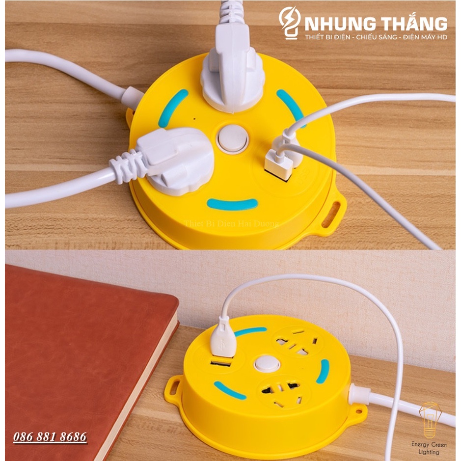 Ổ Cắm Điện Thông Minh Chuyển Đổi Đa Chức Năng OD-343 Dây Dài 1m8 - Có Đầu Cắm USB Chuẩn Sạc An Toàn Chống Giật