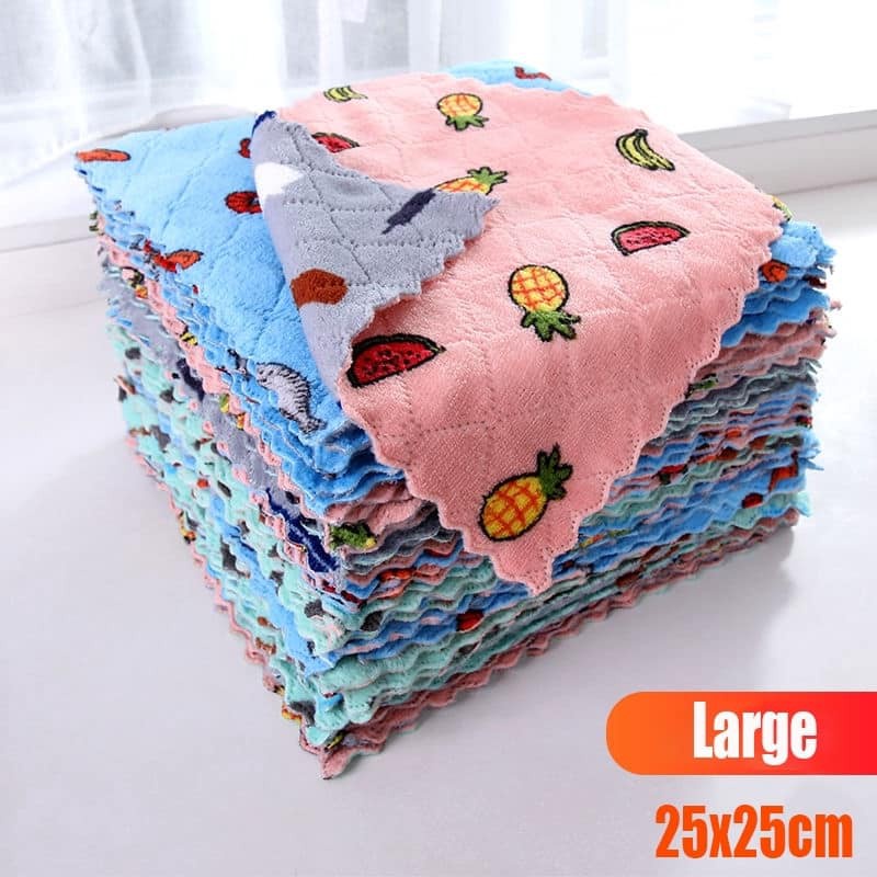 [COMBO 03 Khăn] Khăn lau đa năng, khăn lau chén bát siêu thấm nước siêu mềm mịn hai mặt 25 * 25 cm