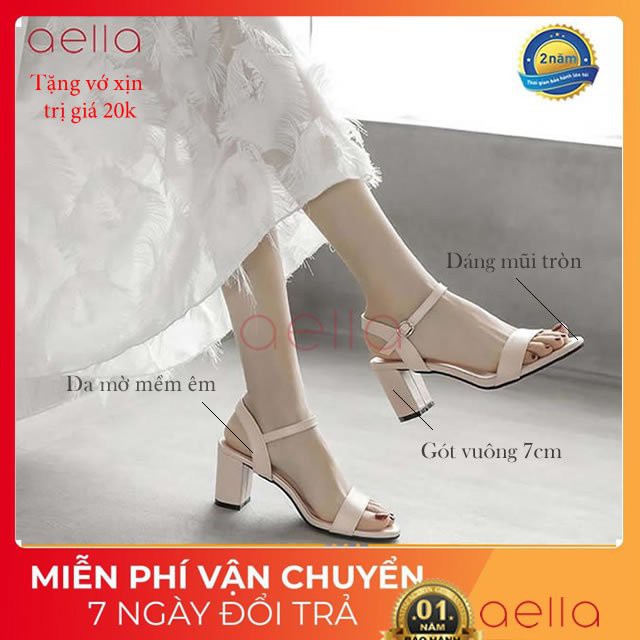 [TẶNG VỚ DA XỊN] Giày sandal cao gót nữ 7 phân AELLA347 - Dáng công sở, hậu cài dễ dùng, chất da mềm mại êm chân