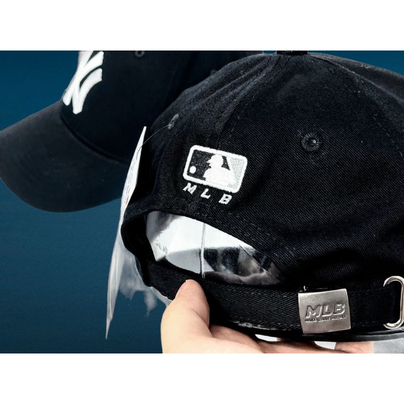 Mũ lưỡi trai MLB chất vải cotton Hàn Quốc cao cấp, nón kết Unissex màu đen logo thêu