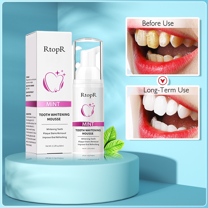 RtopR Bọt Tẩy trắng Răng Tinh Chất Làm Sạch Răng Kem Đánh răng Khử Mùi Hôi Miệng Mousse Teeth Whitening Clean Teeth 60ml