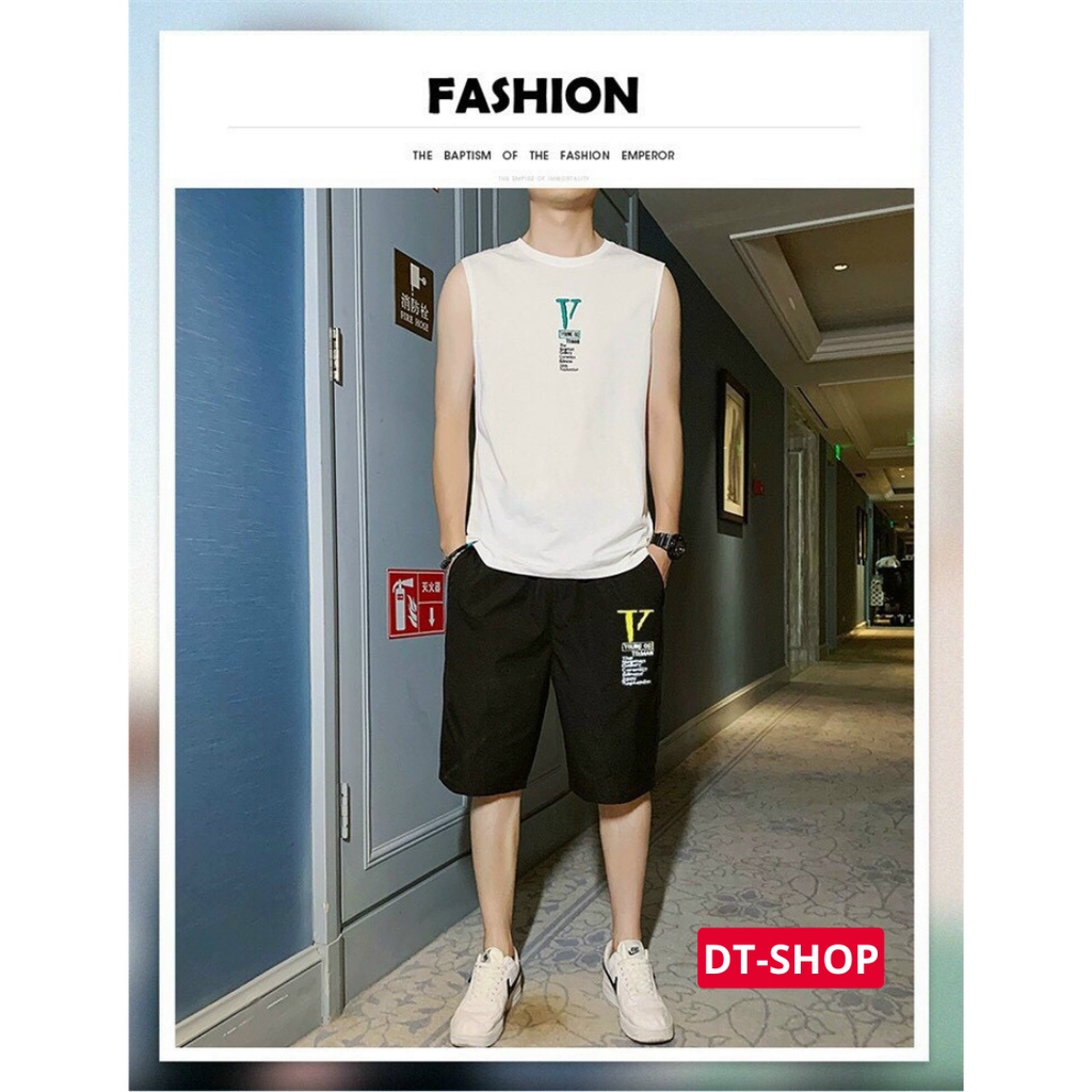 Bộ quần áo thể thao nam 3 lỗ cổ tròn hot trend chất thun lưới mè thoáng mát thoải mái khi vận động