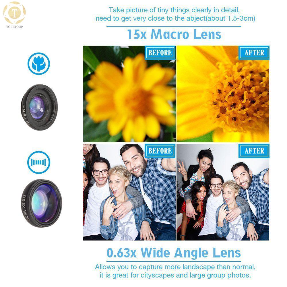 Shipped within 12 hours】 APEXEL APL-T18XBZJ5 Telephoto 4 in 1 Cellphone Lens Universal Kit 18X Mobile Phone Telephoto Lens 198° Fisheye Lens 0.63X Wide Angle 15X Macro Lens with Remote Shutter Mini Tripod Phone Holder for iPhone Samsung Huawei Xiaom [TO]