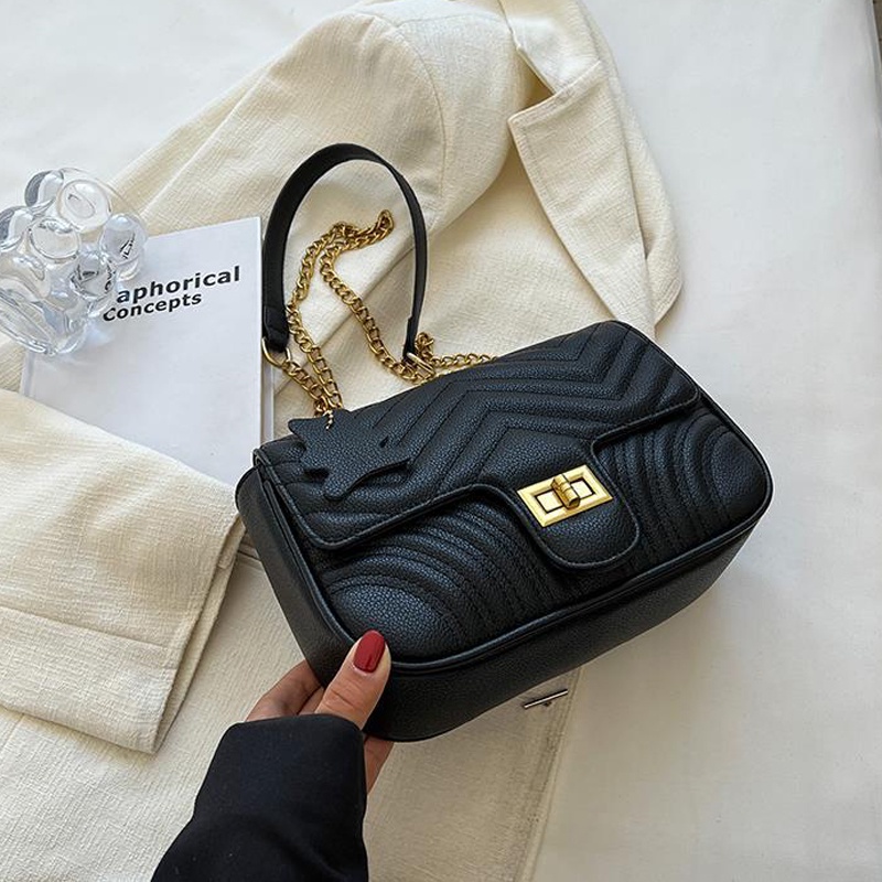 Túi Đeo Vai Hình Vuông Cỡ Nhỏ Phối Dây Đeo Sợi Xích Phong Cách Cổ Điển Thời Trang Cho Nữ