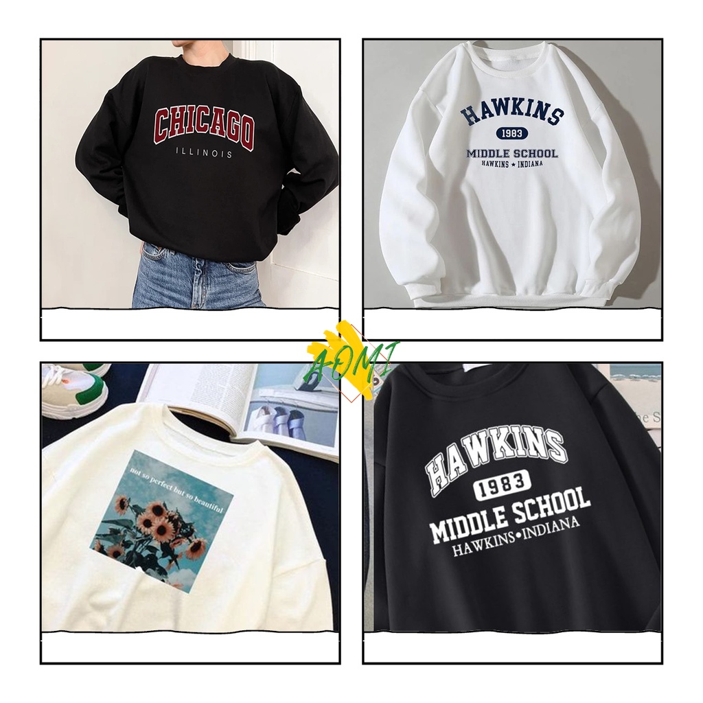 Áo Sweater vintage Nỉ Bông form rộng basic tay dài dày dặn ấm áp cặp đôi nam nữ unisex Aomivn