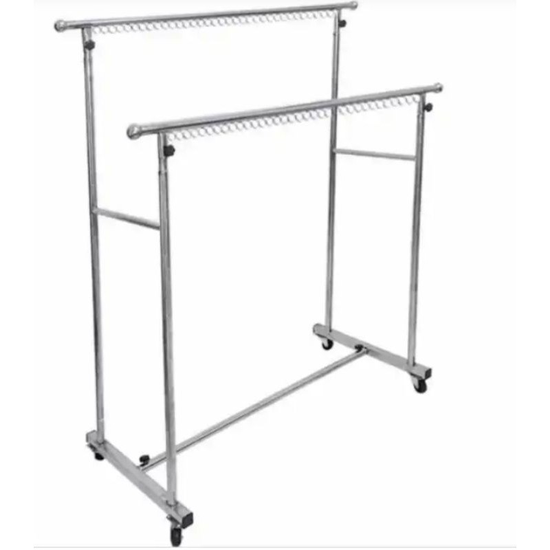 Sào inox đôi chân vuông có khoen-ko khoen,có bánh xe-ko bánh xe