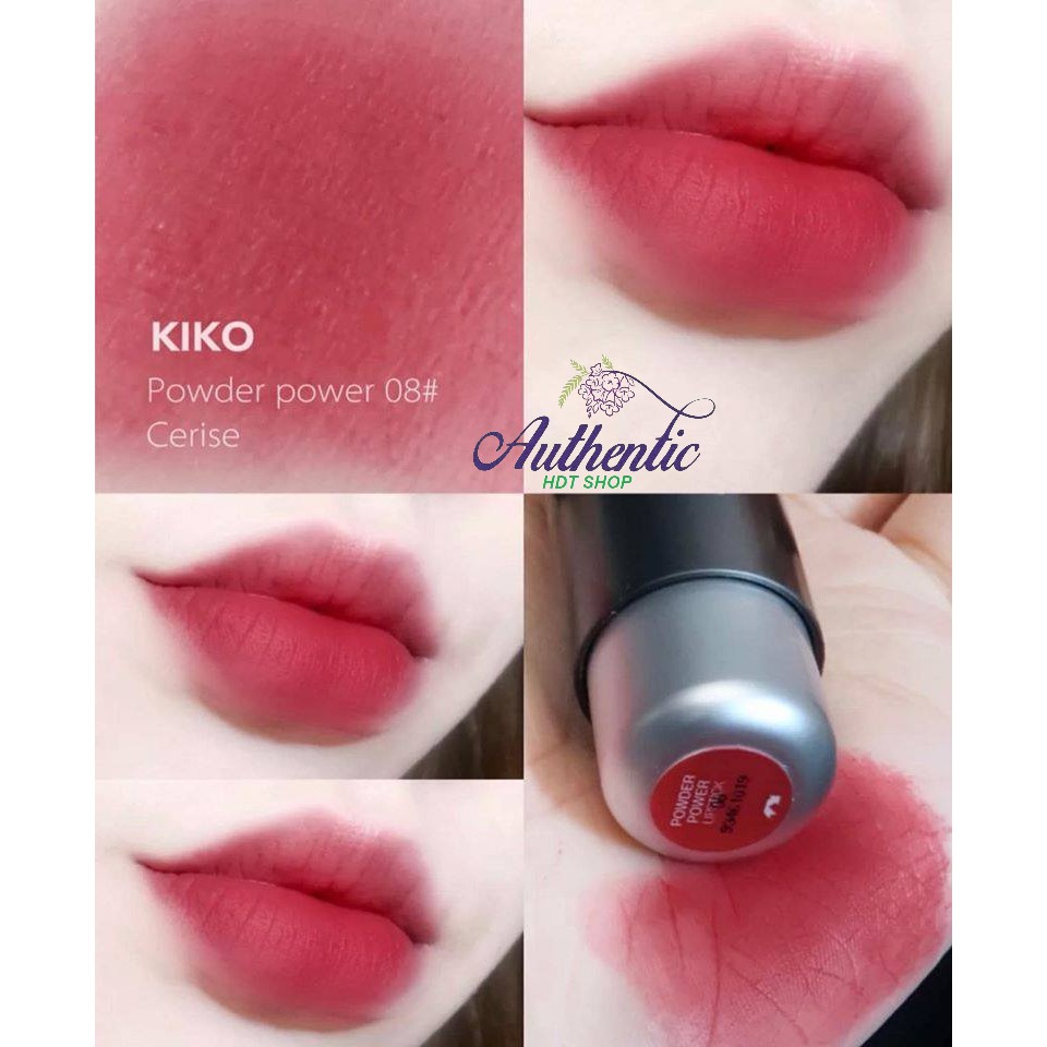 (Bill Pháp) Son KIKO Powder Lipstick Màu 08 Hồng Anh Đào - Cerise